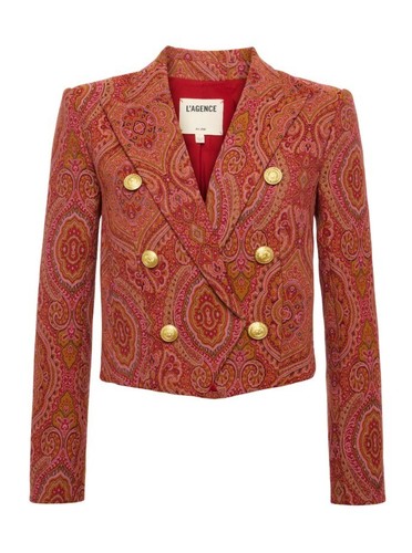Women L'AGENCE Lila Jacquard Blazer Burnt Orange Umber Paisley - Bild 2 von 11