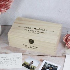 Personalised Wooden Wedding Memory Keepsake Box Mr & Mrs Couples Gift