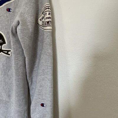Champion Reverse Weave Vintage Patch Varsity Sweatshirt Size S Gray 90s Vietnam