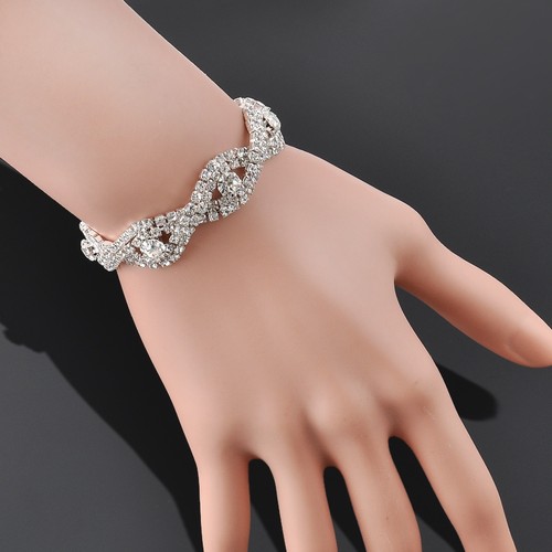 Women Luxury Crystal Rhinestone Bracelet Infinity Elegant Bangle Jewelry Gift AU - 第 4/5 張圖片