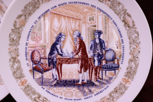 Lafayettte Legacy Message to Franklin & Secret Contact D'ARCEAI-LIMOGES 2 Plates - Picture 2 of 6