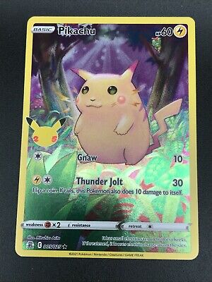 Mavin  Shiny Rare Basic Pokemon Pikachu Card In good Condition hp 60  Hologram 25th