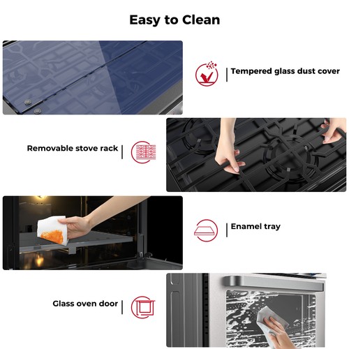 CAMPLUX 21" Gas Range Oven Cooktop & Ductless Range Hood Combo for RVer Camper - Bild 7 von 16