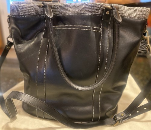 Cole Haan Vintage Black Leather Large Satchel Tote Bag Dust Bag NWOT 13”x14”x7”