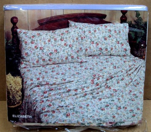 Vtg SIGNATURE ~ No-Iron 4-Piece FULL Bed Sheet Set ~ Pattern : ELIZABETH FLORAL - Picture 5 of 10