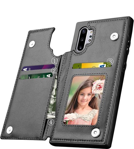 Samsung Galaxy Note 10+ Plus Case Luksusowy skórzany portfel Flip Futerał ochronny - Zdjęcie 1 z 8