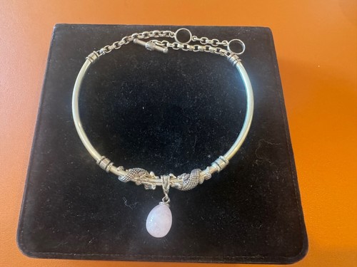 Barry Kieselstein Cord Sterling Silver Alligator Choker Necklace w/ Rose Quartz - Picture 4 of 20