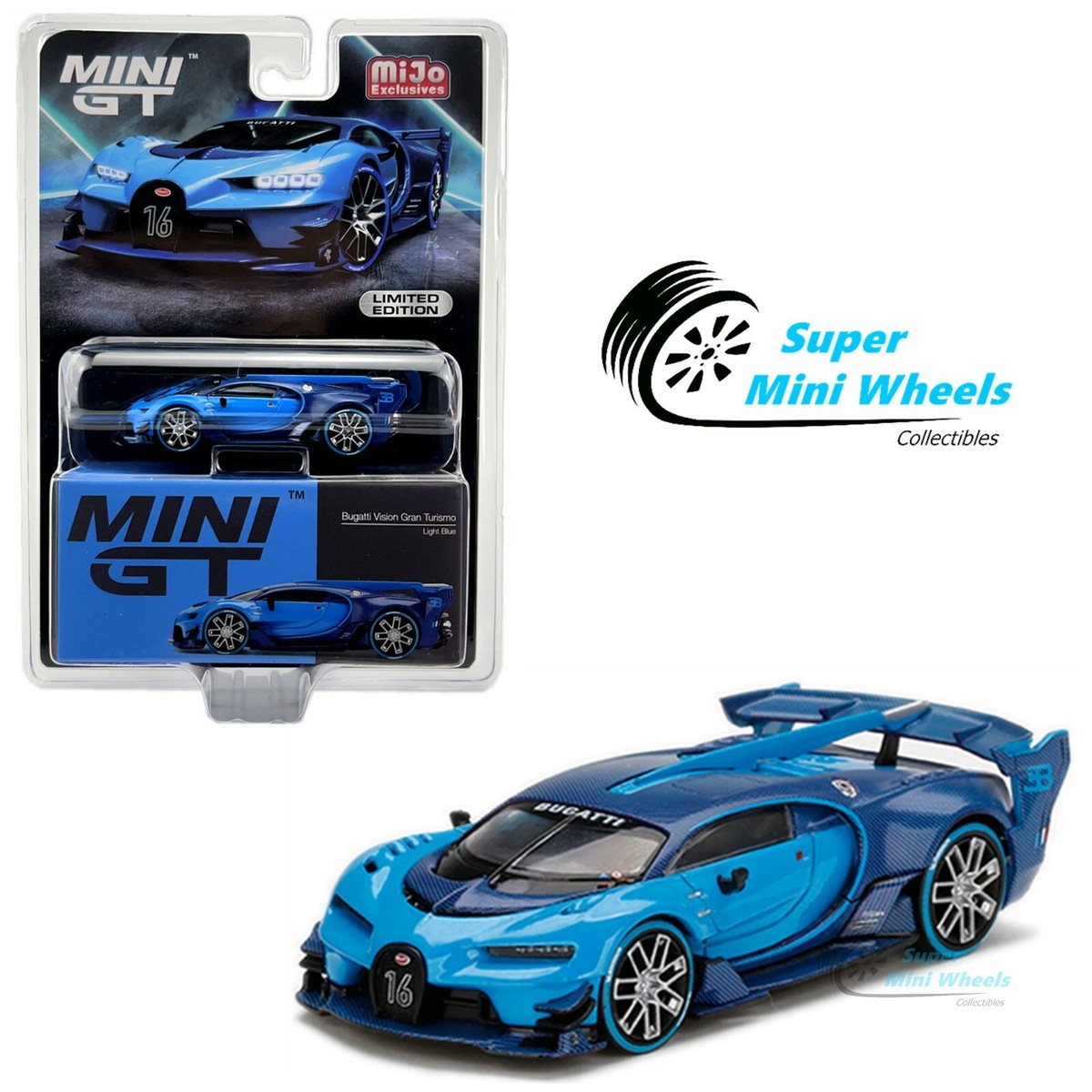 BUGATTI 青 ミニカー MINI GT 1/64 Bugatti Vision Gran Turismo Blue Diecast Chase