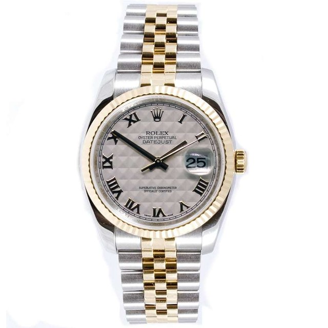 Pre-Owned Rolex Men's Datejust Two-tone Ivory Pyramid Jubilee Automatic Watch