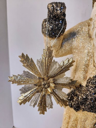 OLD WORLD TEDESCO SANTA DISTRESS con ORO GLITTERATO alto 17" vintage - Foto 3 di 13