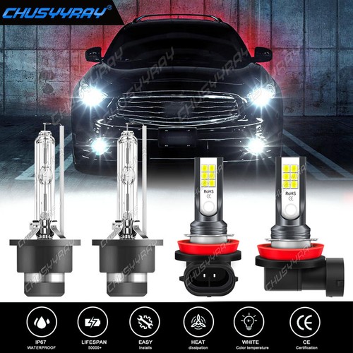 4X faros antiniebla LED D2S HID H11 para Infiniti QX70/QX50 2014-2017 - Imagen 1 de 12