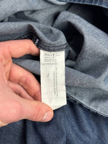 Armani Jeans Vintage Denim Shirt Long Sleeve Blue Men's Size M - Picture 5 of 5