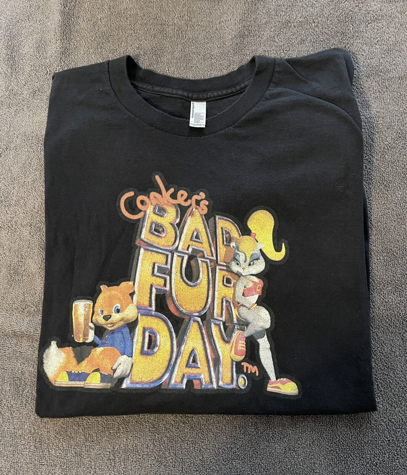 Vintage Conkers Bad Fur Day T Shirt Videogame Promo N64 Size large