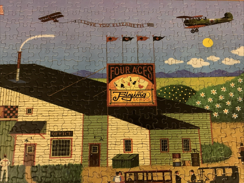 Vtg 1987 MB Charles Wysocki’s Americana Four Aces Flying 1000 Pc Puzzle 4679-7 - Picture 5 of 14