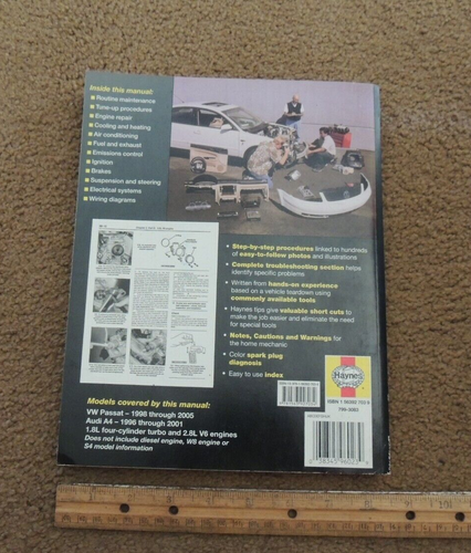 Haynes No 96023 Repair Manual for VW Volkswagen Passat 1998-O5 & Audi A4 1996-01 - Picture 2 of 16