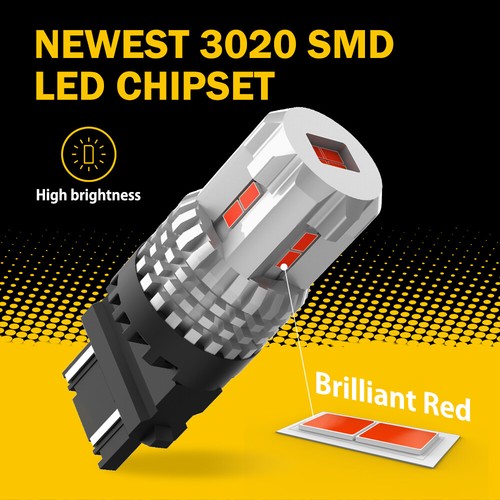 AUXITO 3157 4057 12-LED Red Brake Light Bulbs Stop Rear Tail Parking High Power - Foto 3 di 13