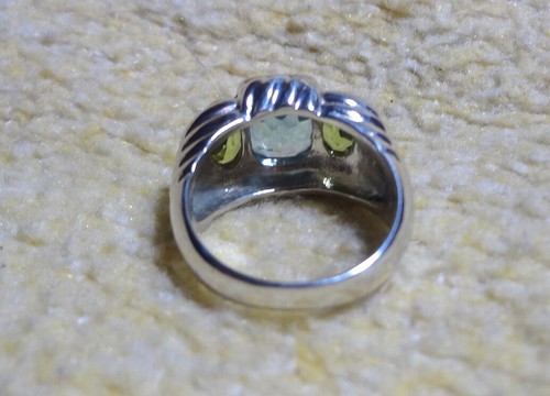 JUDITH RIPKA 925 STERLING SILVER GREEN PERIDOT & BLUE TOPAZ RING SIZE 8.0 - Picture 7 of 8