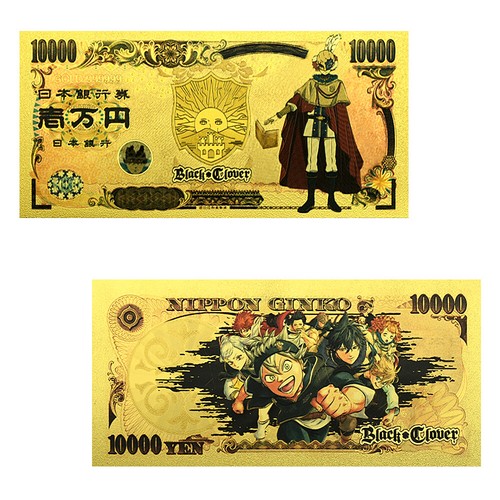 Billete conmemorativo de oro trébol negro anime japonés dinero de plástico - Imagen 3 de 21