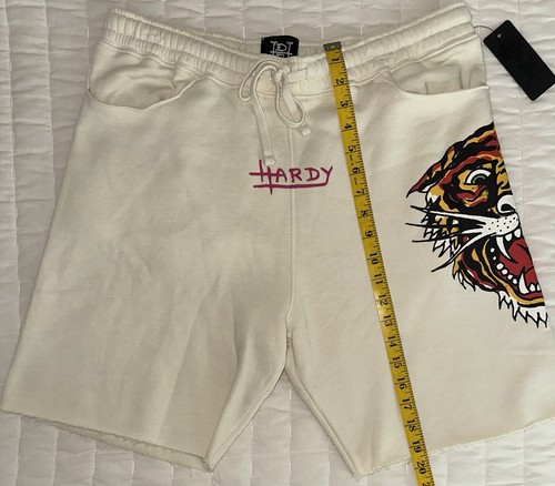 Ed Hardy Screaming Tiger Sweat Shorts/Size Large/Ivory/Men’s/Brand New - Picture 8 of 12