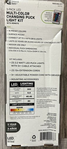 Kommerzielles elektrisches Plug-in 3-Licht LED RGBW Puck Licht mit Farbwechsel, weiß - Bild 2 von 2