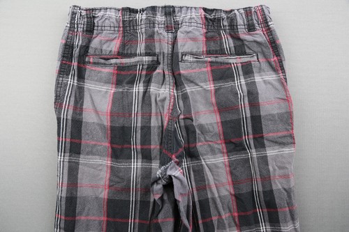 Boy's Faded Glory Plaid Cargo Shorts Gray Black Cotton Size 18 (Msr 28x11) - Picture 7 of 7