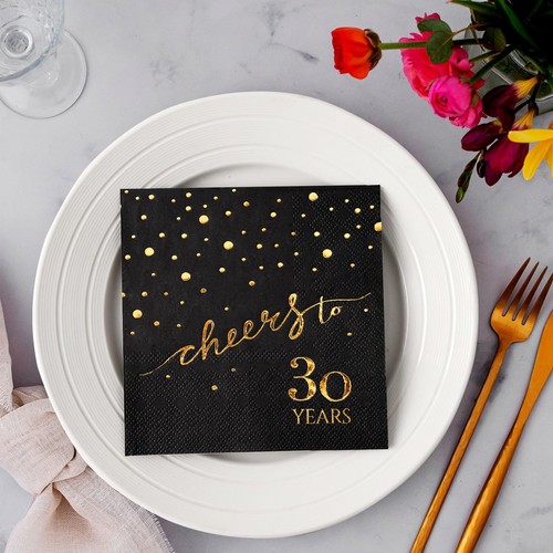 100 Pack of 30th Birthday Napkins 3-Ply Birthday Cocktail Napkins 5x5 Inches ... - Picture 6 of 7