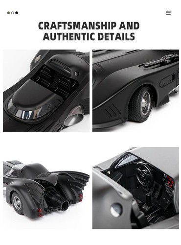1:18 1989 Batmobile Die-Cast Auto mit Fledermaus Figur, Spielzeug für Kinder und Erwachsene, - Bild 18 von 24