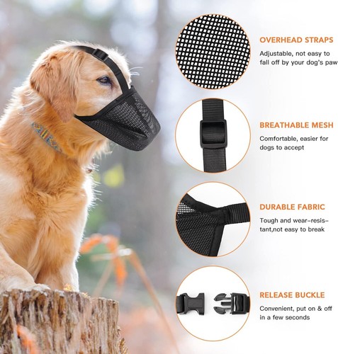 Pet Dog Muzzle Anti-lick Anti-Biting Chewing Bark Licking Mouth Cover Mesh Mask - Picture 5 of 20