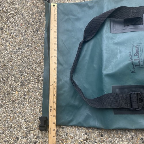 Rara borsa impermeabile vintage LL BEAN grande tote manici verde/nero - Foto 14 di 22