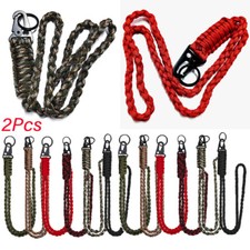2 Pcs Heavy Duty Paracord Lanyard Necklace Whistles Strap Braided 550 Keychain