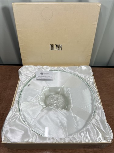 OLEG CASSINI Crystal Diamond Footed Pedestal Cake 13” - Original Box - Signed - Picture 1 of 8