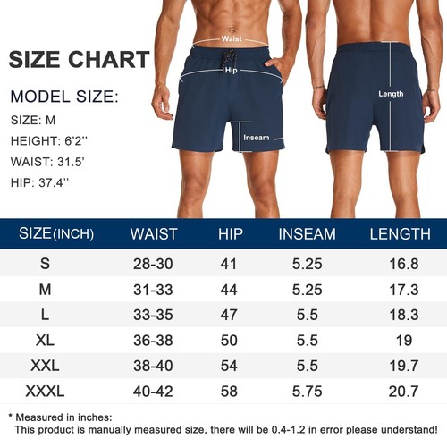 Mens Swim Trunks 5" Inseam Quick Dry Swimsuit with Compression Liner and Pock... - Picture 7 of 7