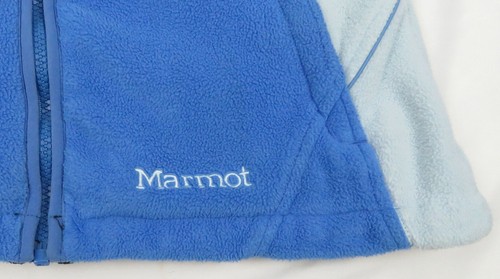 Marmot Fleece Spell Out Embroidered Blue Womens Full Zip Coat Jacket S - Picture 2 of 9