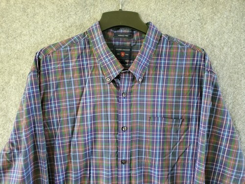 Saddlebred Shirt Men Sz 2X 56"×34" Blue Plaid Cotton L Sleeve Button Down #1225 - Picture 3 of 12