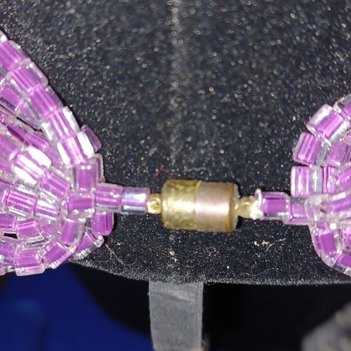 Purple Multi Strand homemade Necklace - Picture 5 of 5