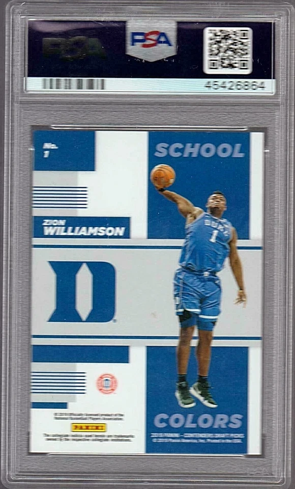 2019 PANINI CONTENDERS DP NBA CARD #1 ZION WILLIAMSON RC PSA 10 SCHOOL COLORS - Image 4 of 4