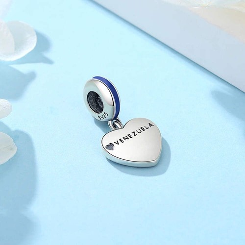 Ciondolo Cuore Bandiera Venezuela Argento Sterling Perla per Bracciale Collana - Foto 3 di 7