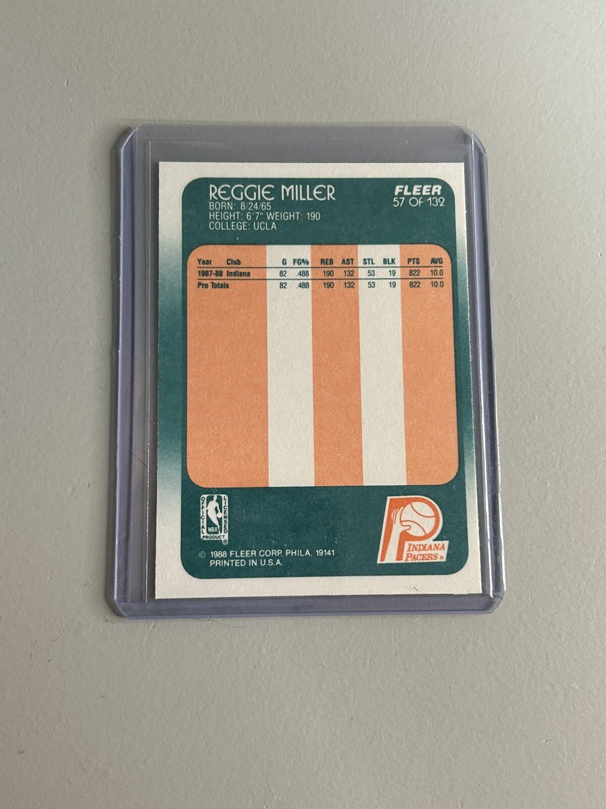 1988 Fleer Reggie Miller #57 Rookie Card Indiana Pacers Rc Mint Clean - Picture 2 of 2