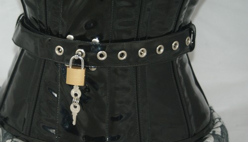 Corset Locking Steel Boned Underbust, Waist Training, Tight Lacing, SATIN, PVC - Picture 8 of 21