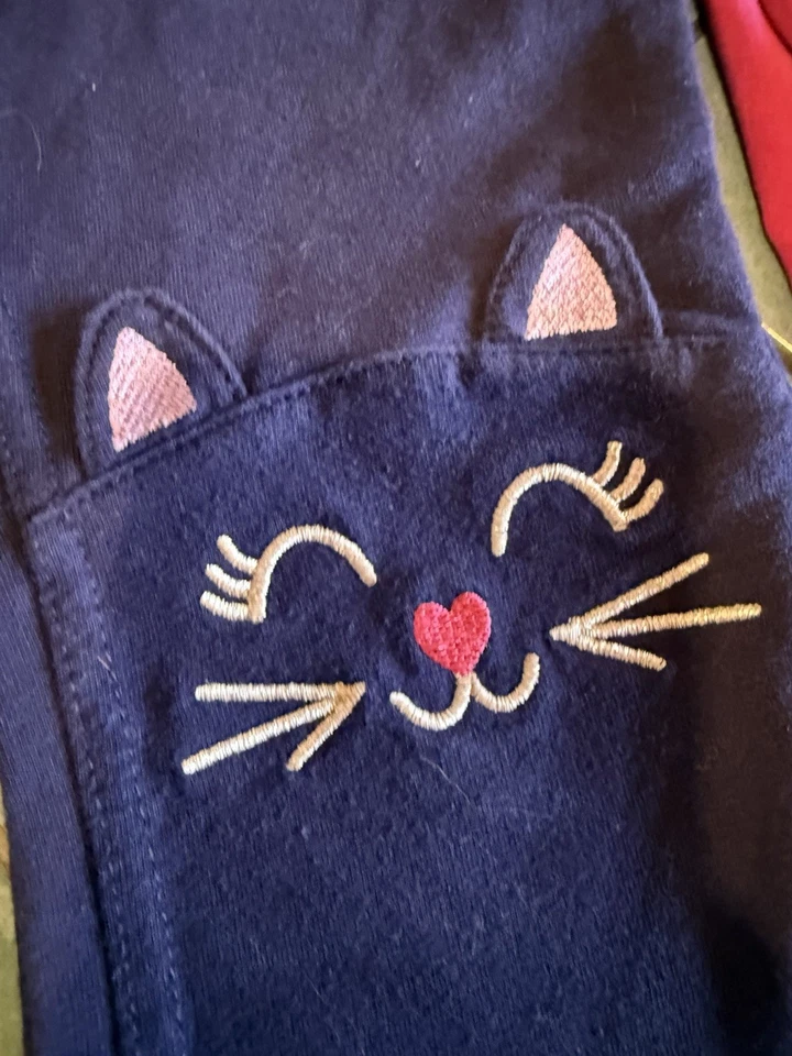 LOTE Leggings Tea Collection Carters Niñas Algodón Tejido Talla 7-8 Sólidos Cara de Gato! Foto 3 de 4