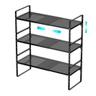 Expandable Cabinet Storage Shelf, Adjustable Height Steel Metal Kitchen Count...