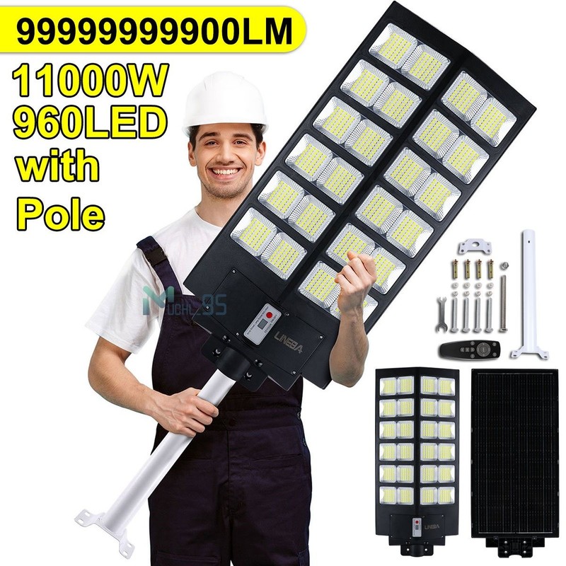 11000W Super Bright Commercial Solar Street Light Outdoor Road Dusk to Dawn Lamp