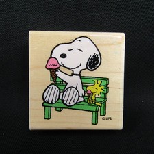 Snoopy Eating Ice Cream Rubber Stamp Stampabilities F1200 Woodstock Peanuts
