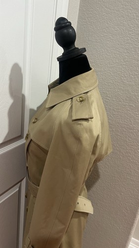 BURBERRY Vintage Trench Coat Classic Double Breasted Belted Jacket Size 4P - Picture 6 of 24