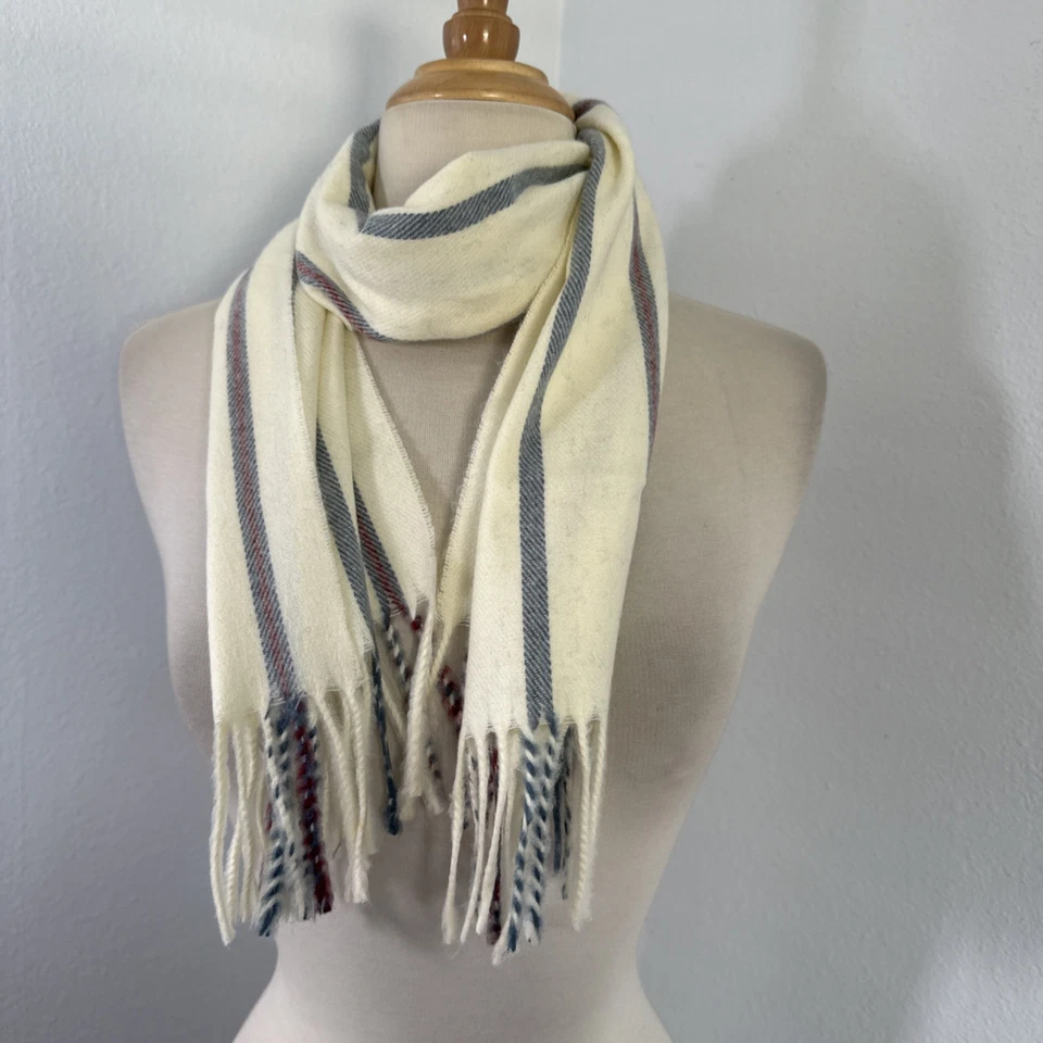 VTG Christian Dior Scarf 11x48 Made in Japan Stripe Acrylic Cashmere Feel Retro - Image 4 of 4