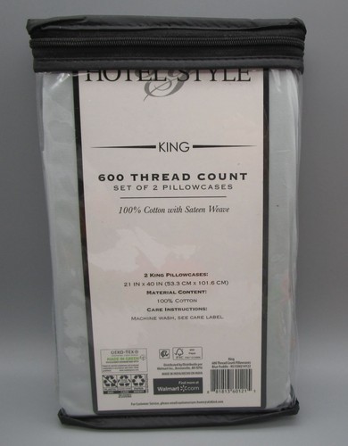 HOTEL STYLE~2 Piece KING Blue Puddle 600 Thread Count 100% Cotton Pillowcases - Picture 2 of 3