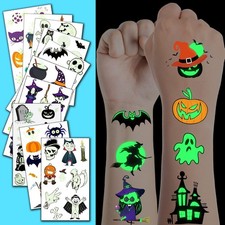 JCFIRE Halloween Temporary Tattoos for Kids, Glow in Dark