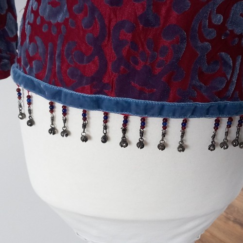Vintage 90s Y2K Betsey Johnson New York Burnout Velvet Devore Beaded Top sz S Boho - Bild 3 von 12