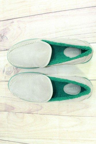 LL Bean Men's Gray Suede Fleece Lined Mountain Moccasin Slippers Size 11 M - Picture 7 of 9