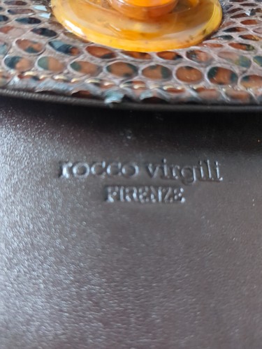 RARE Vintage 90s Mock Crocodile Brown Italian Leather Half Moon Cross Body Bag - Bild 8 von 17